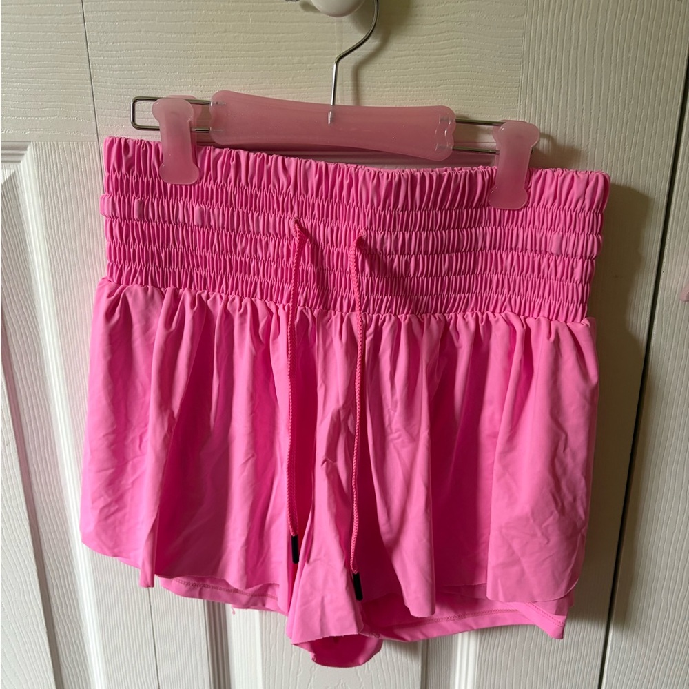 Pink Smocked Waist Women's Shorts